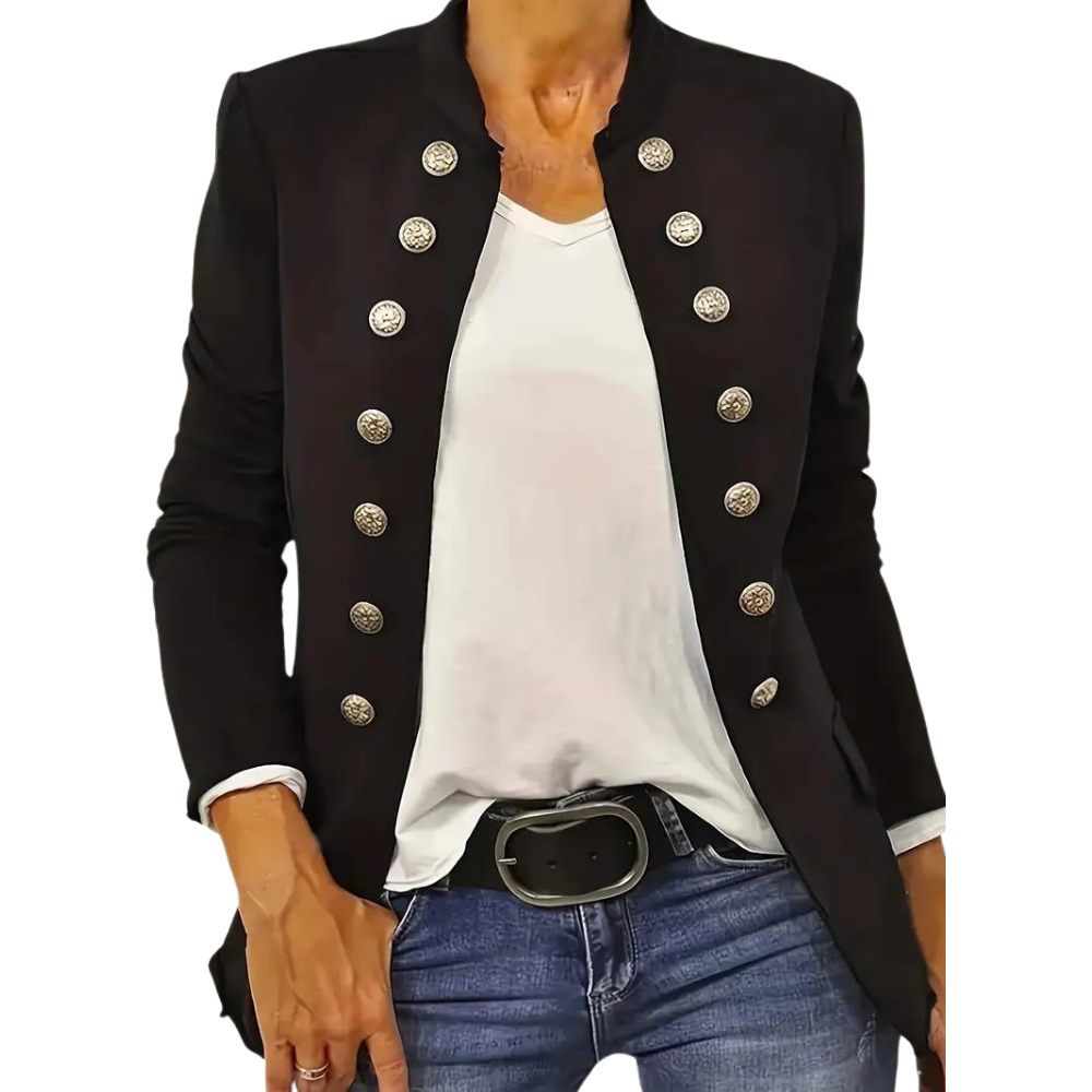 Women's Tailored Fit Military Blazer with Silver Buttons