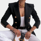 Women's Tailored Blazer with Gold Buttons Elegant Style