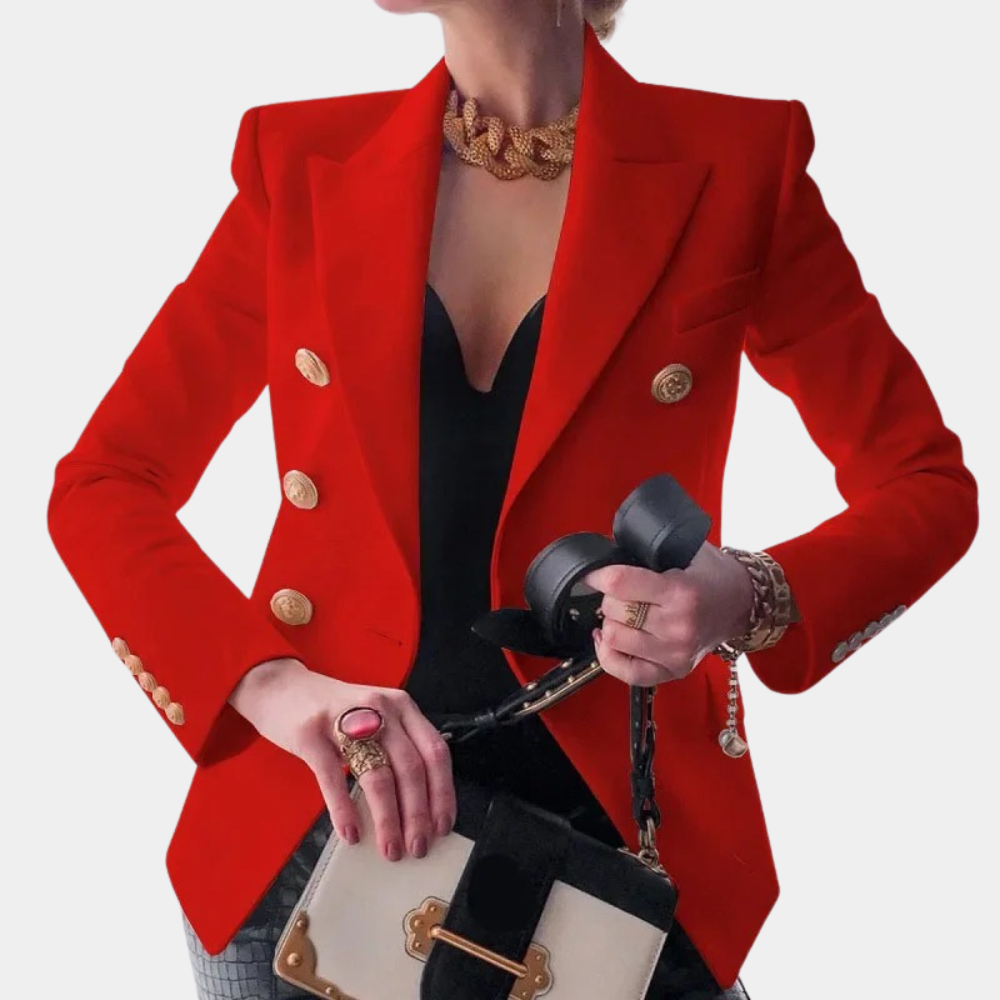 Women's Tailored Blazer with Gold Buttons Elegant Style