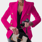 Women's Tailored Blazer with Gold Buttons Elegant Style
