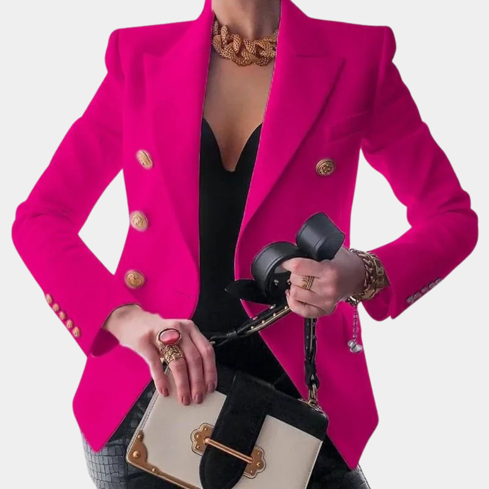 Women's Tailored Blazer with Gold Buttons Elegant Style