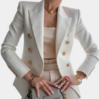 Women's Tailored Blazer with Gold Buttons Elegant Style