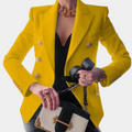 Women's Tailored Blazer with Gold Buttons Elegant Style