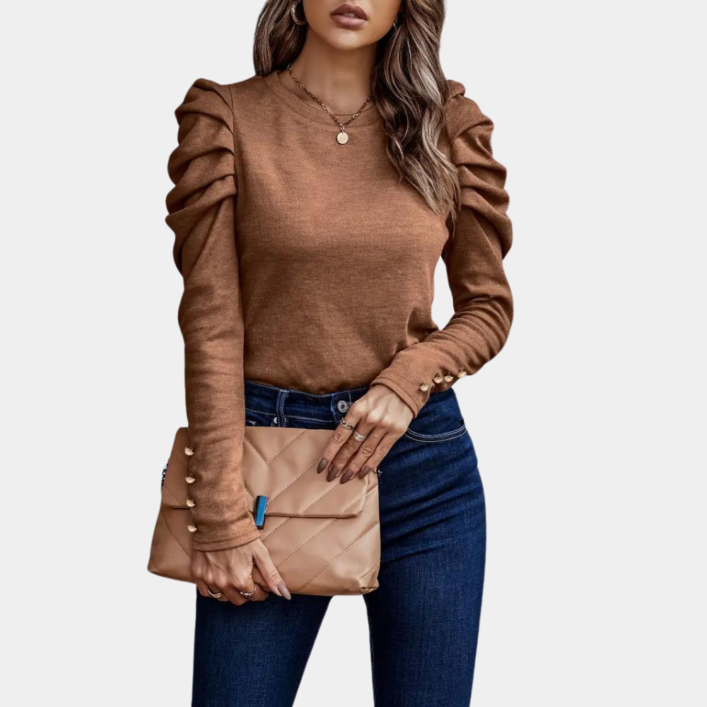 Women's Elegant Ruffled Sleeve Jumper Soft Warm Sweater