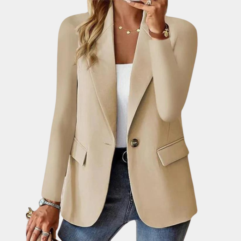 Women's Elegant Single Button Blazer Tailored Fit Jacket