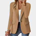 Women's Elegant Single Button Blazer Tailored Fit Jacket