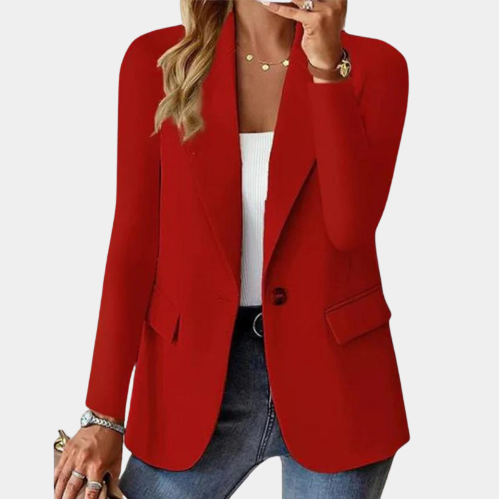 Women's Elegant Single Button Blazer Tailored Fit Jacket