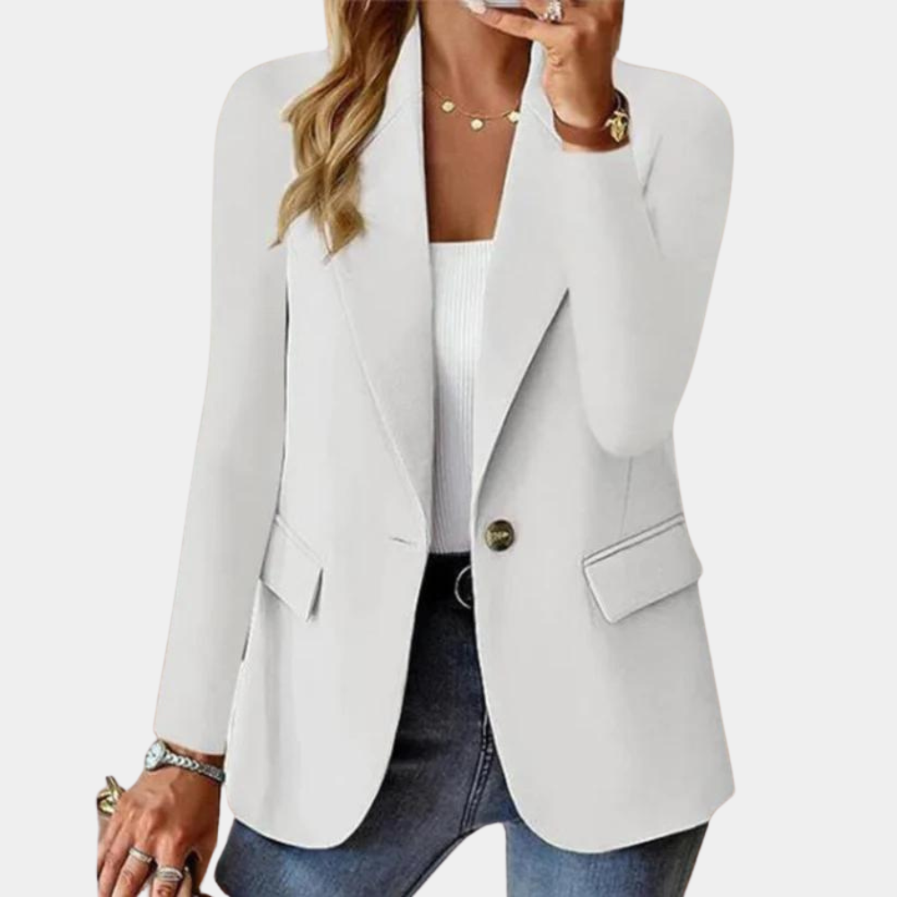 Women's Elegant Single Button Blazer Tailored Fit Jacket