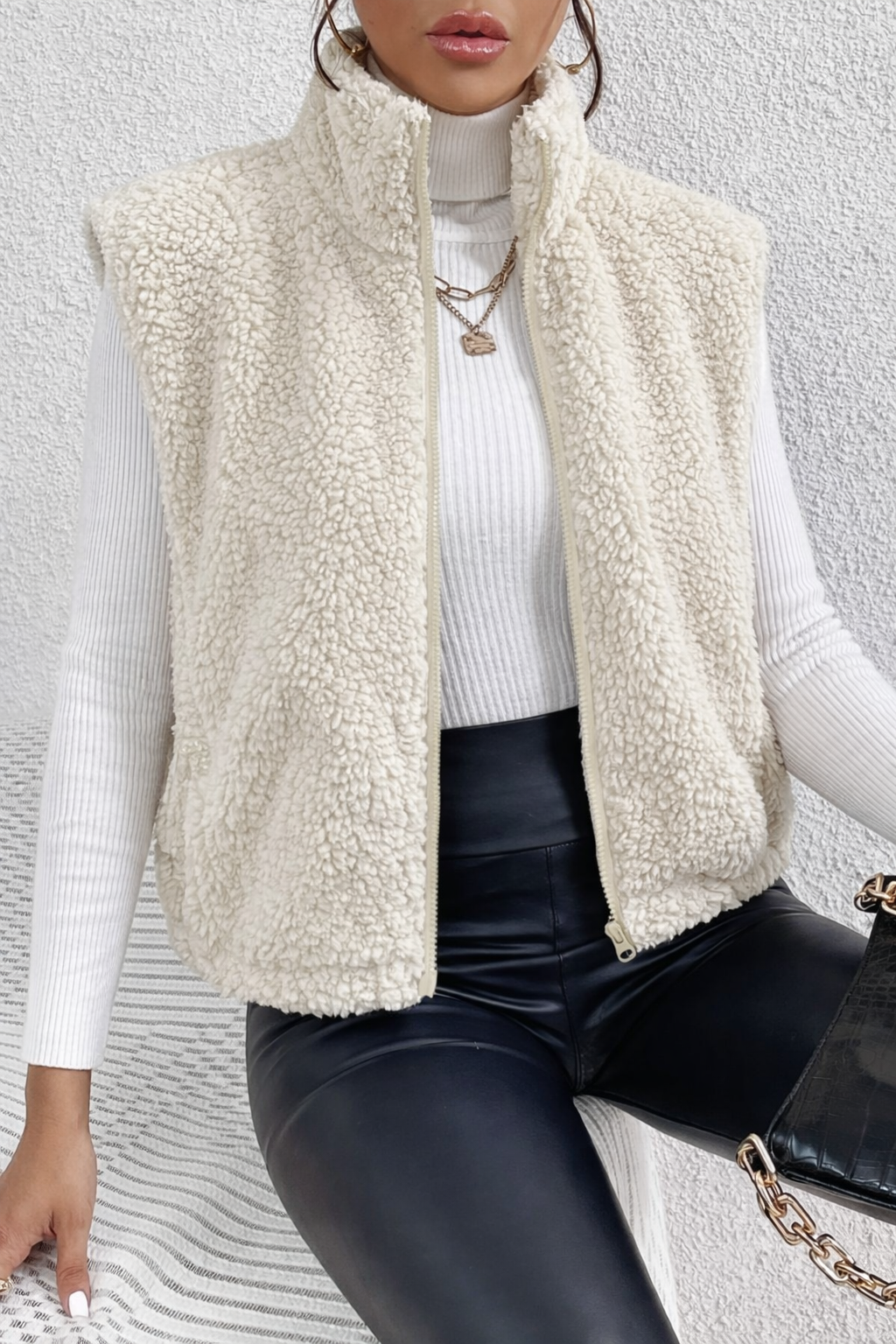 Women's Soft Teddy Gilet Stylish Layering Sweater