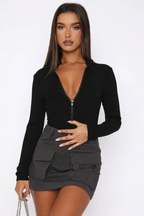 Women's Comfortable Versatile Bodysuit with Zip Closure