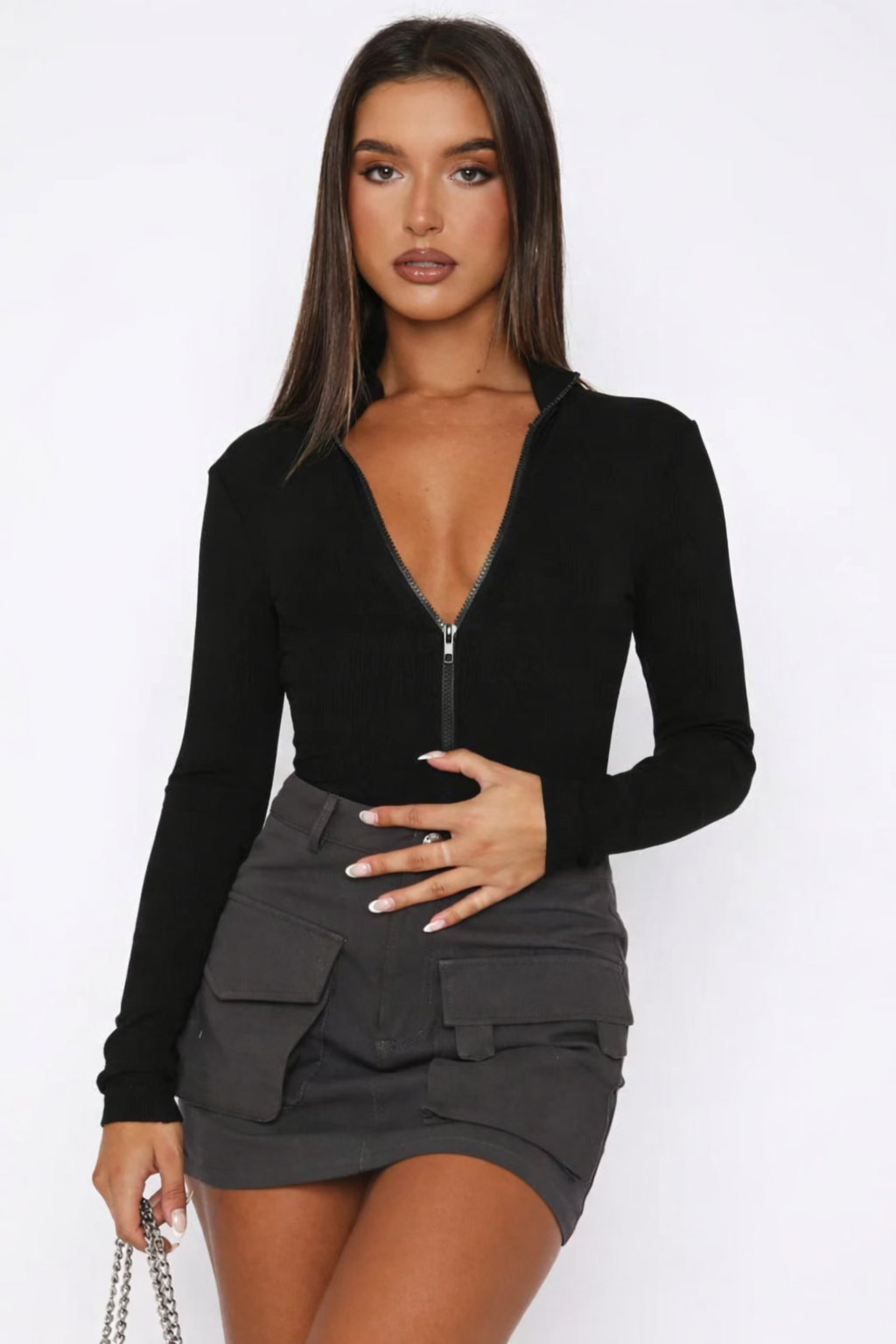 Women's Comfortable Versatile Bodysuit with Zip Closure