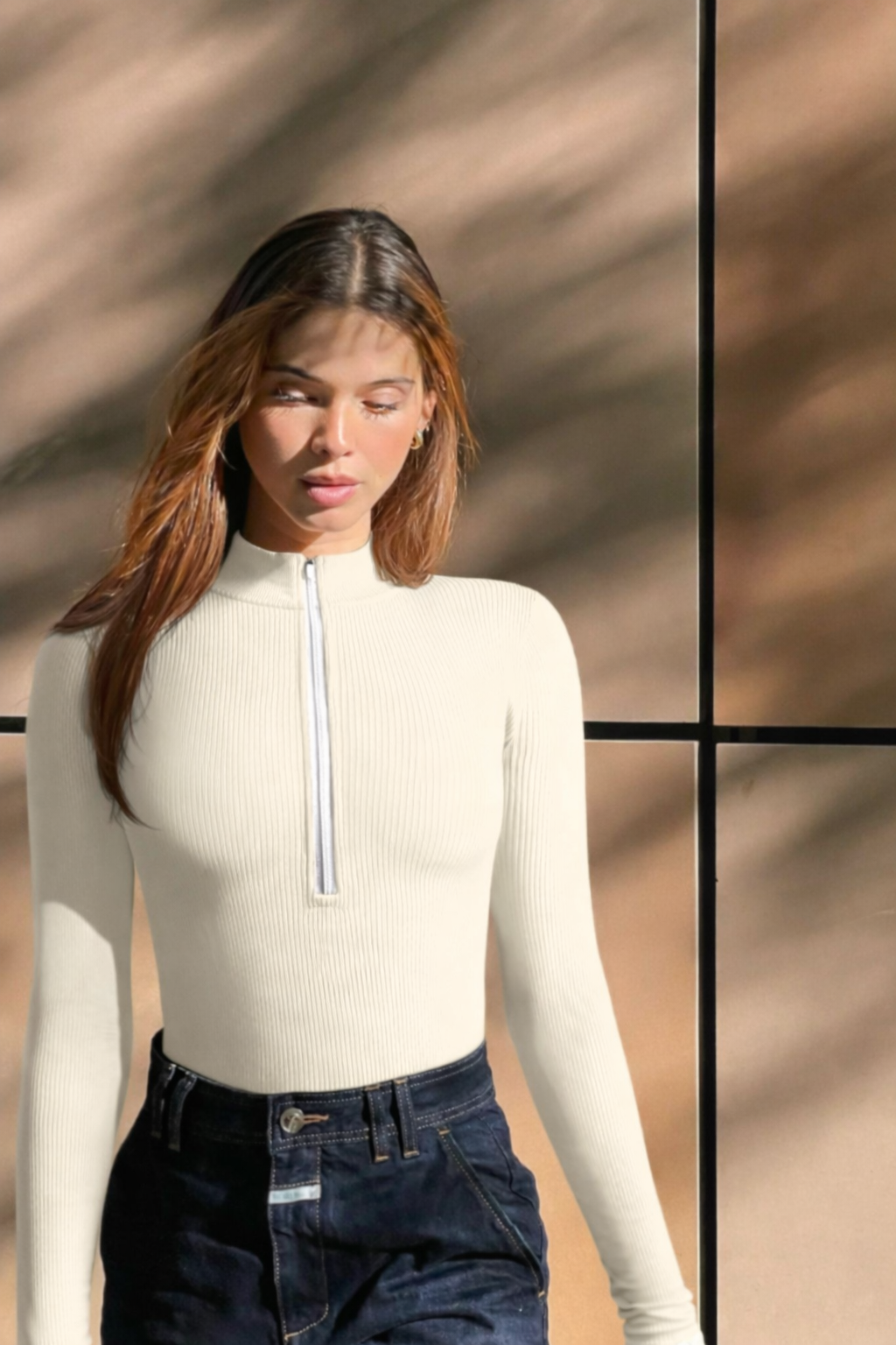Women's Comfortable Versatile Bodysuit with Zip Closure
