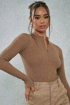 Women's Comfortable Versatile Bodysuit with Zip Closure