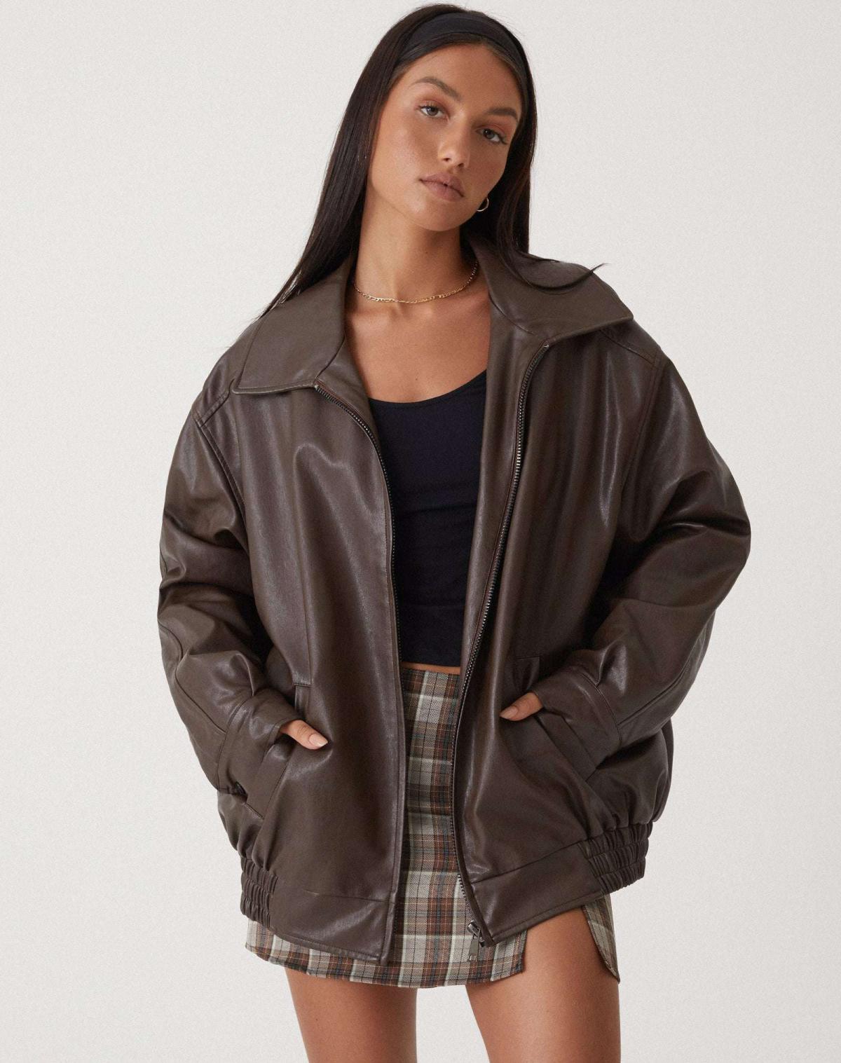 Women’s Premium Vegan Leather Jacket Timeless Oversized Fit