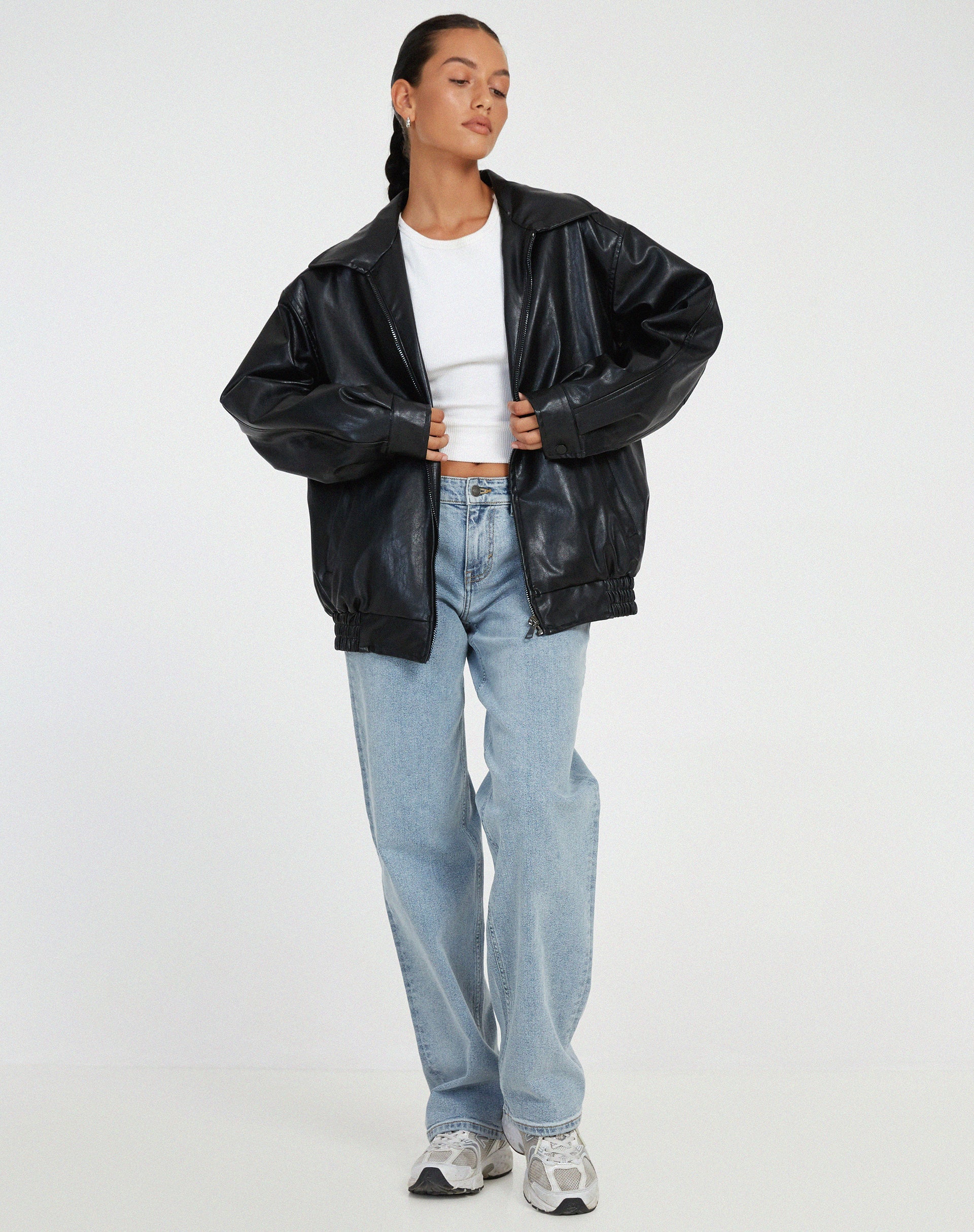 Women’s Premium Vegan Leather Jacket Timeless Oversized Fit