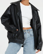 Women’s Premium Vegan Leather Jacket Timeless Oversized Fit