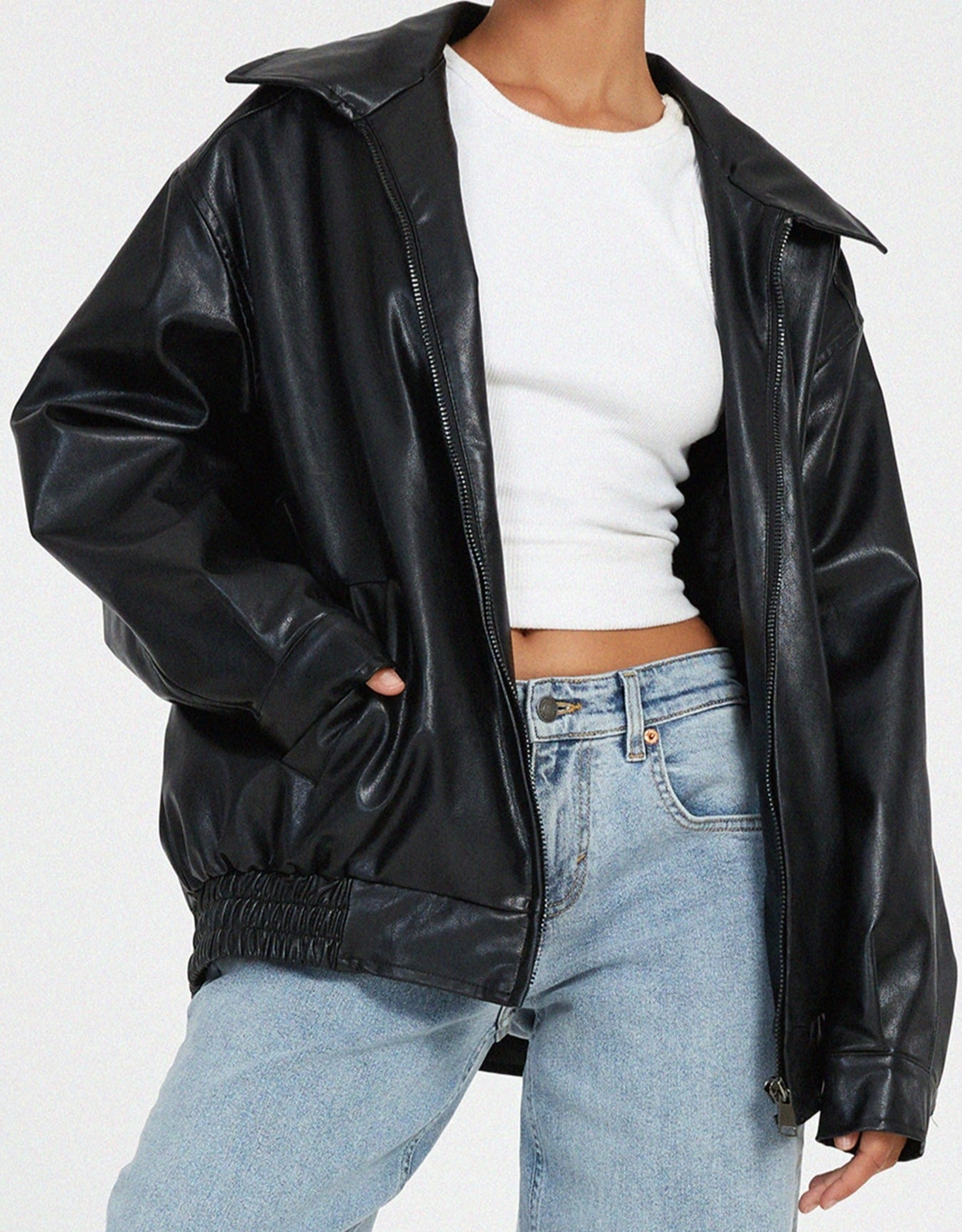 Women’s Premium Vegan Leather Jacket Timeless Oversized Fit