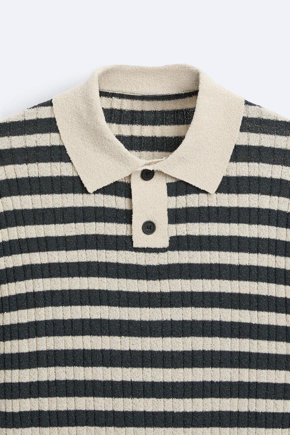 Men's Classic Stripe Knitted Polo Comfortable Casual Top