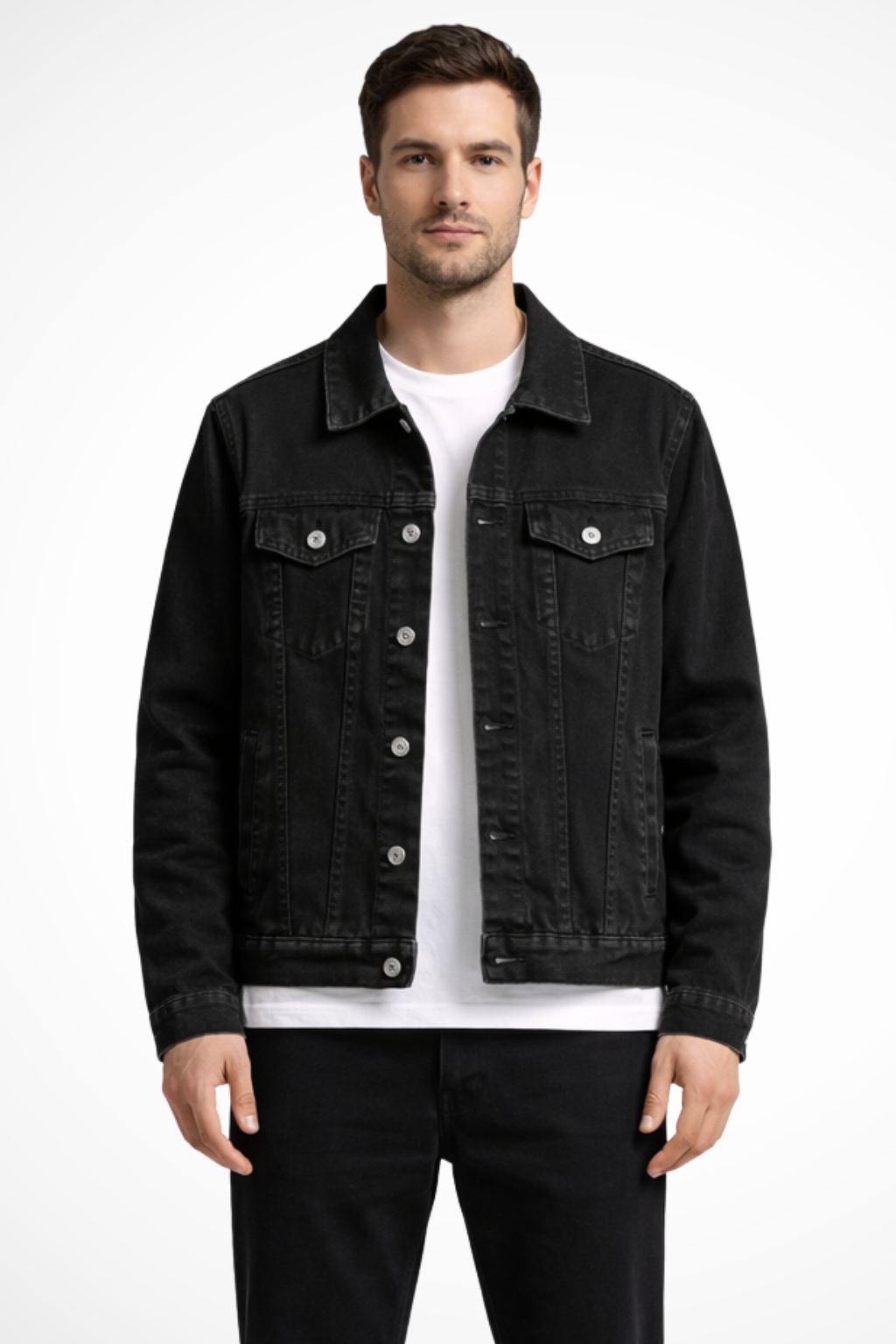Men’s Denim Jacket Classic Fit Button Front