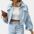 Women's Stylish Ribbed Short Jacket Trendy Design