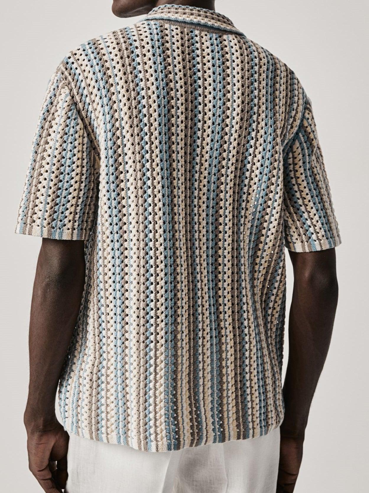Men's Breathable Knit Polo Shirt Striped Design Summer Style