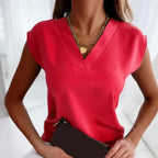 Women's Elegant Sleeveless V-Neck Top Casual Blouse