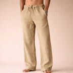 Men's Linen Pants Breathable Loose Fit Summer Comfort