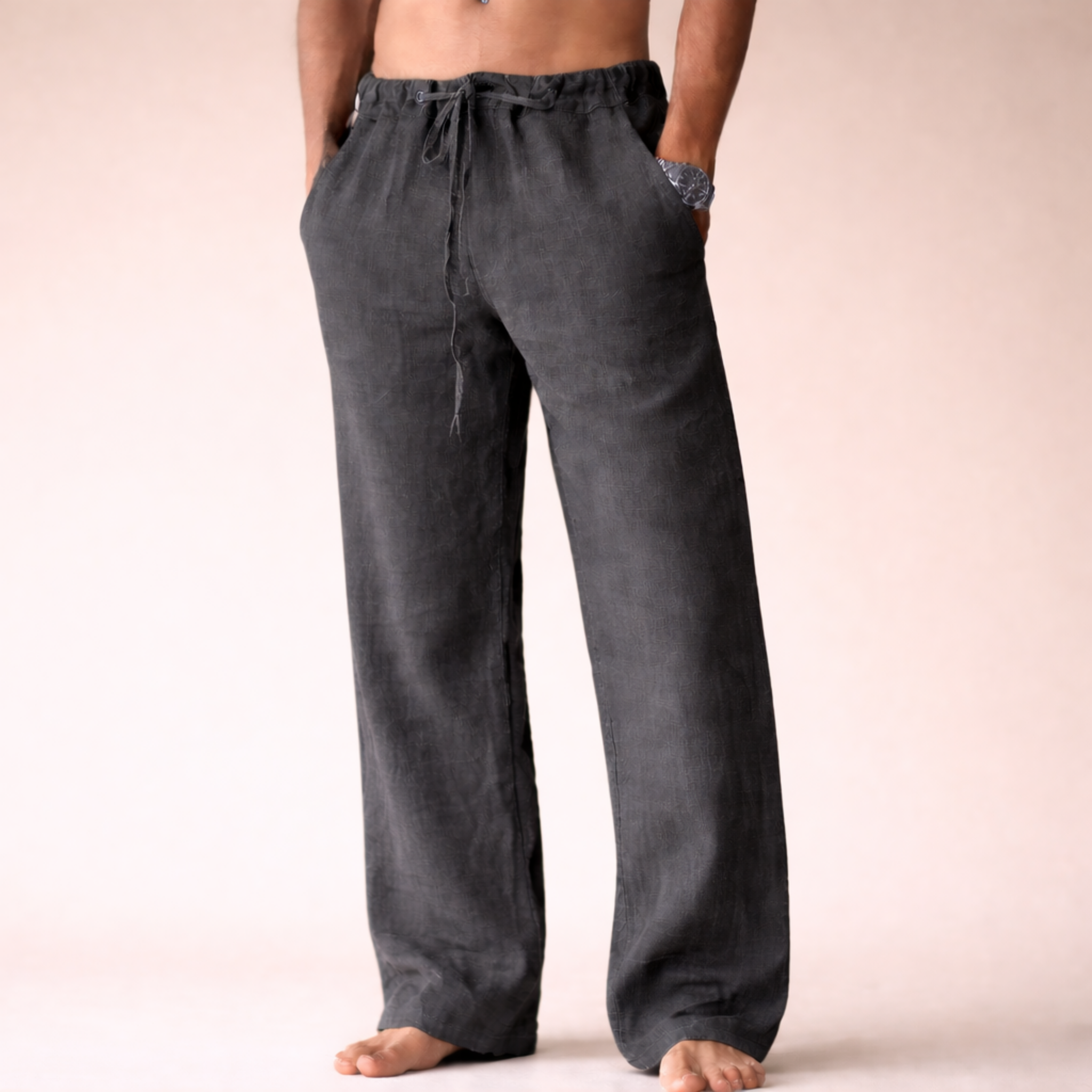 Men's Linen Pants Breathable Loose Fit Summer Comfort