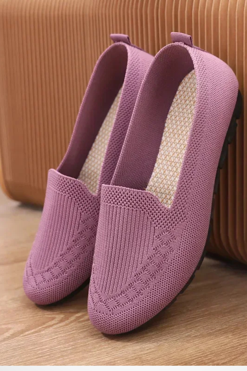 Women's Round Toe Knit Slip On Ballet Flats Casual Shoes