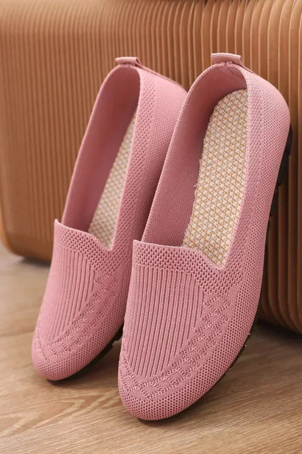 Women's Round Toe Knit Slip On Ballet Flats Casual Shoes