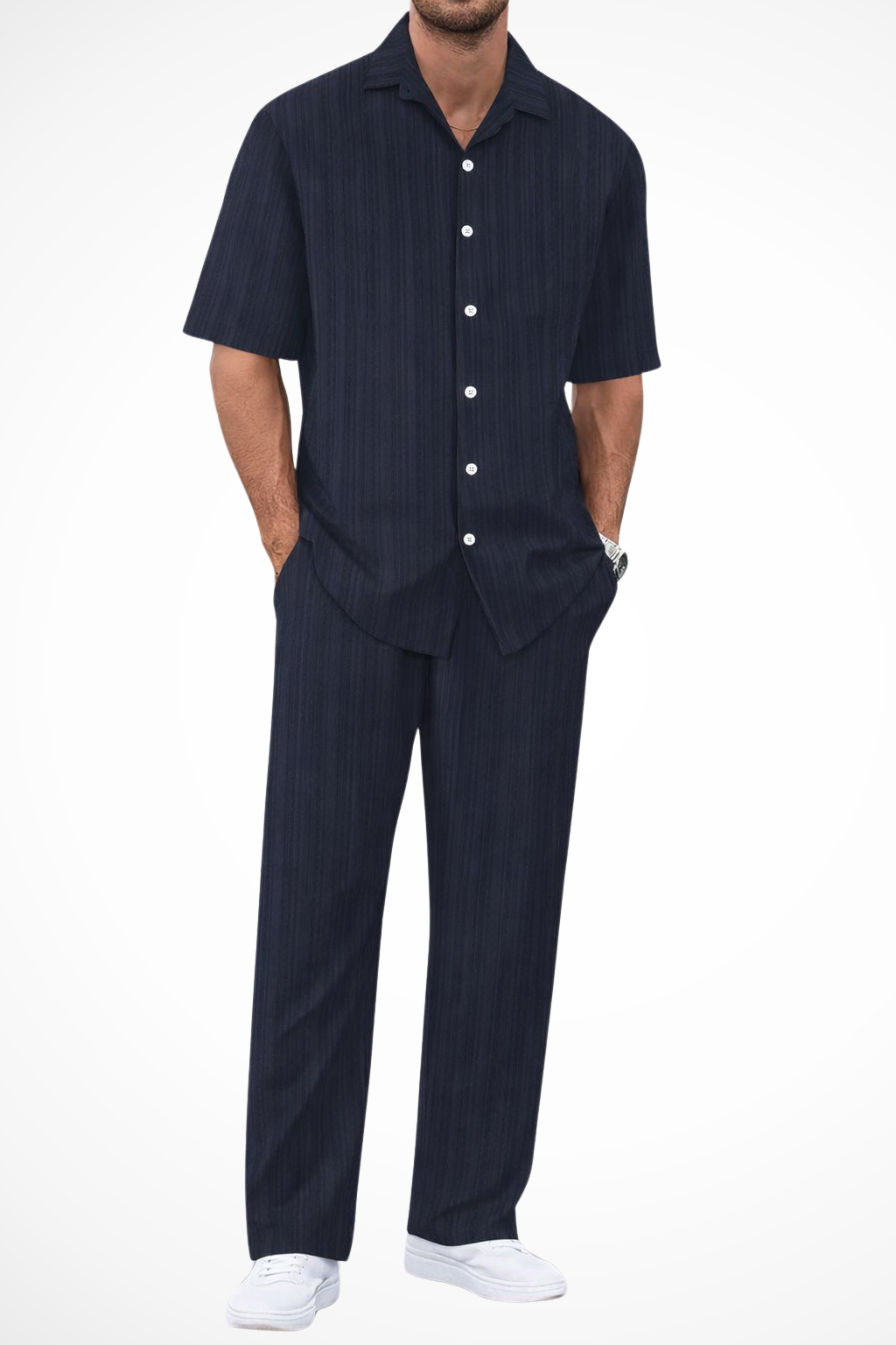 Men’s Textured Two Piece Set Smart Casual Fit