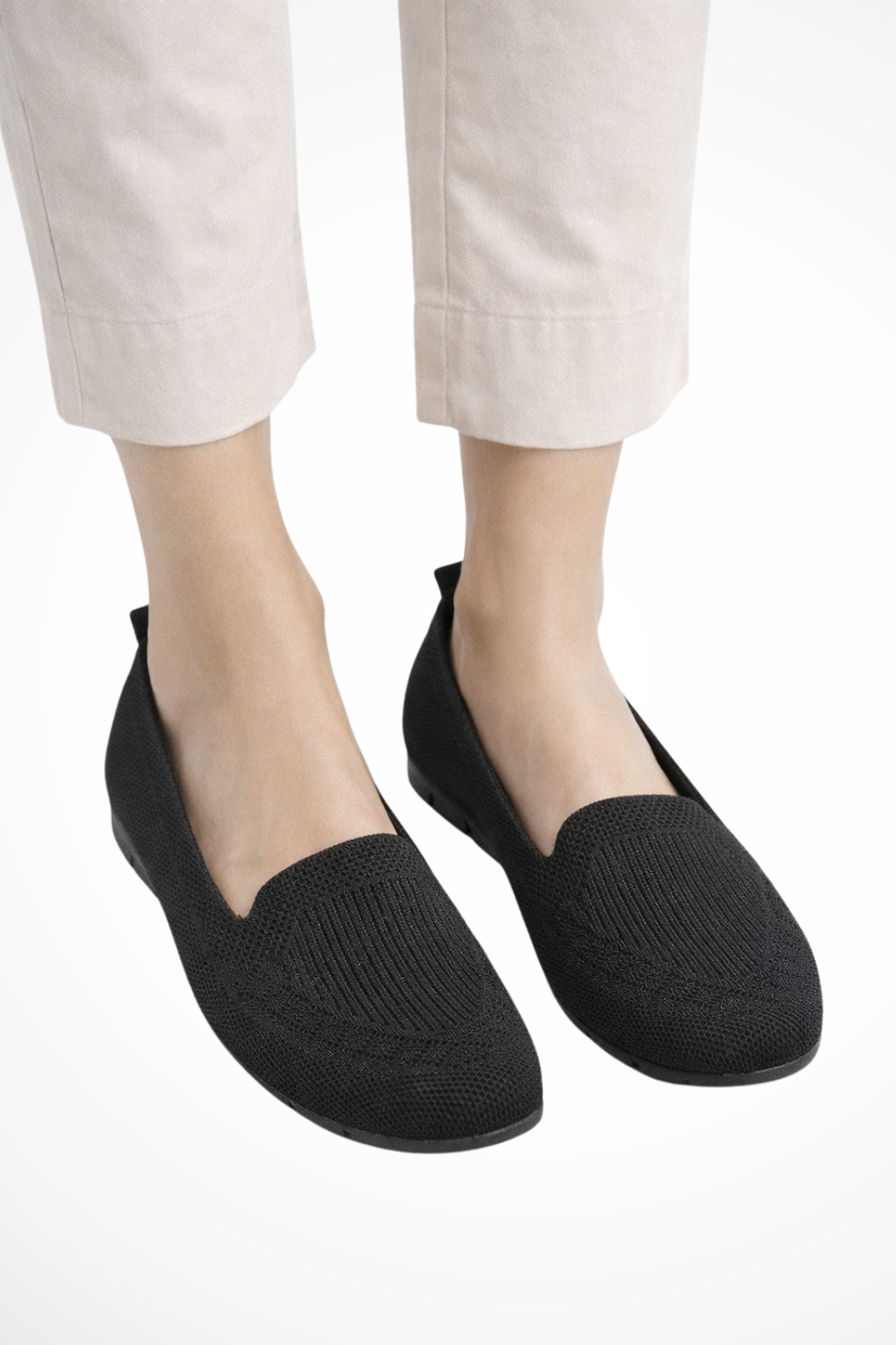 Women's Round Toe Knit Slip On Ballet Flats Casual Shoes