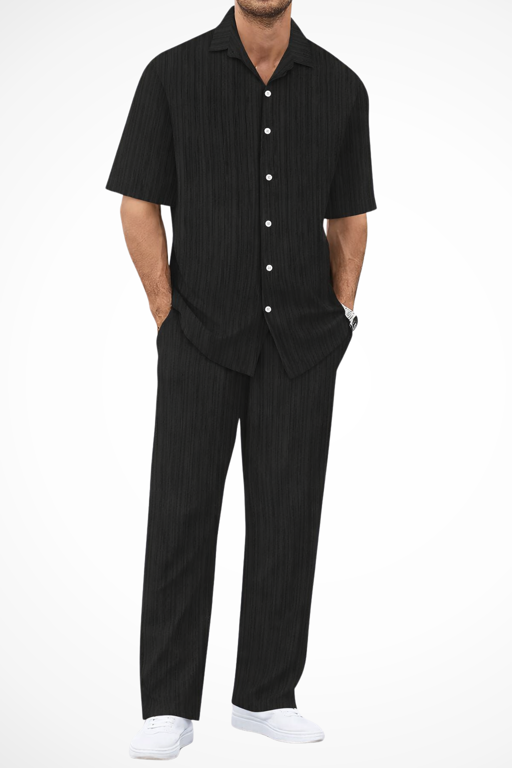 Men’s Textured Two Piece Set Smart Casual Fit