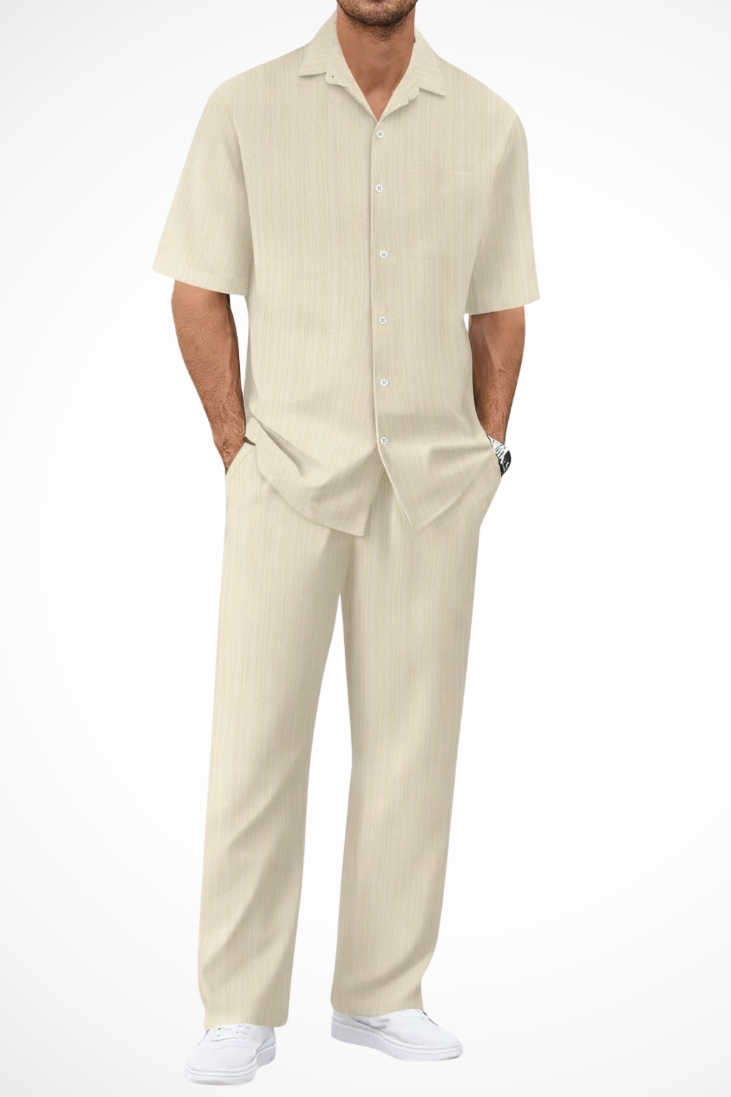 Men’s Textured Two Piece Set Smart Casual Fit