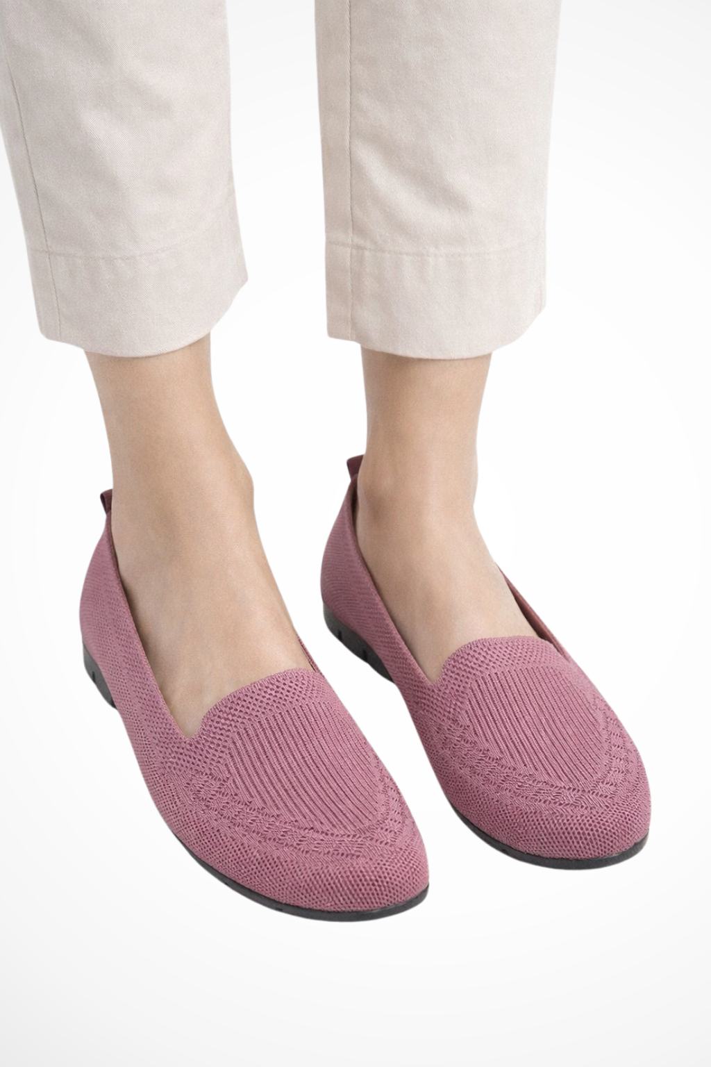 Women's Round Toe Knit Slip On Ballet Flats Casual Shoes