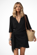 Women’s Wrap Mini Dress for Summer Elegant Everyday Wear