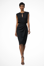 Women’s Ruched Midi Dress for Elegant Day Wear