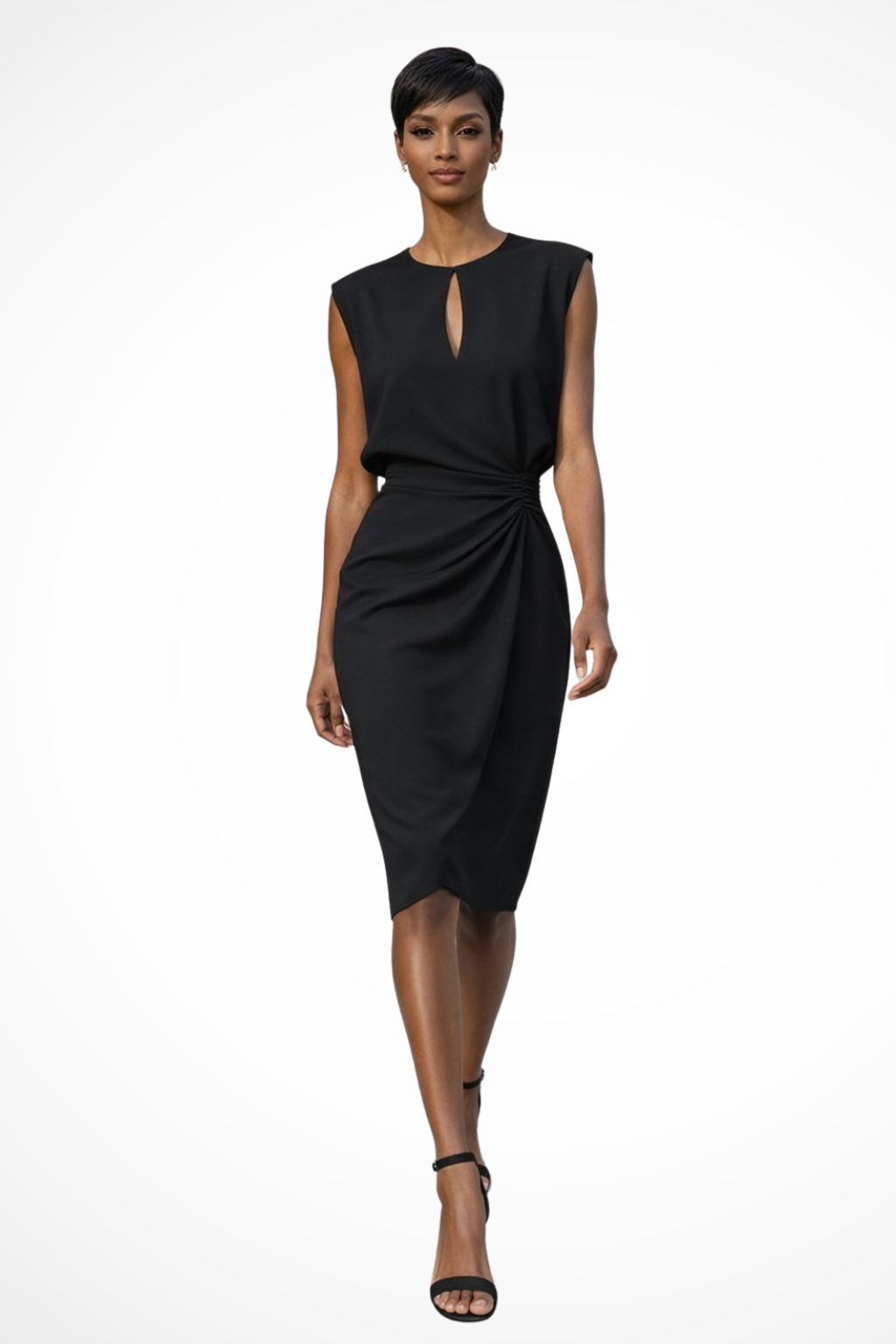 Women’s Ruched Midi Dress for Elegant Day Wear