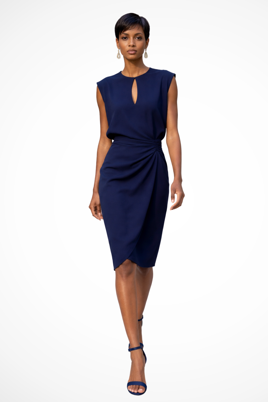 Women’s Ruched Midi Dress for Elegant Day Wear