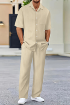 Men’s Textured Two Piece Set Smart Casual Fit