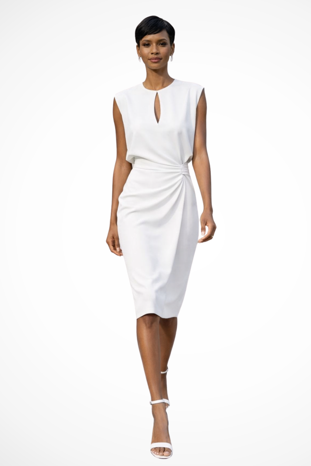 Women’s Ruched Midi Dress for Elegant Day Wear