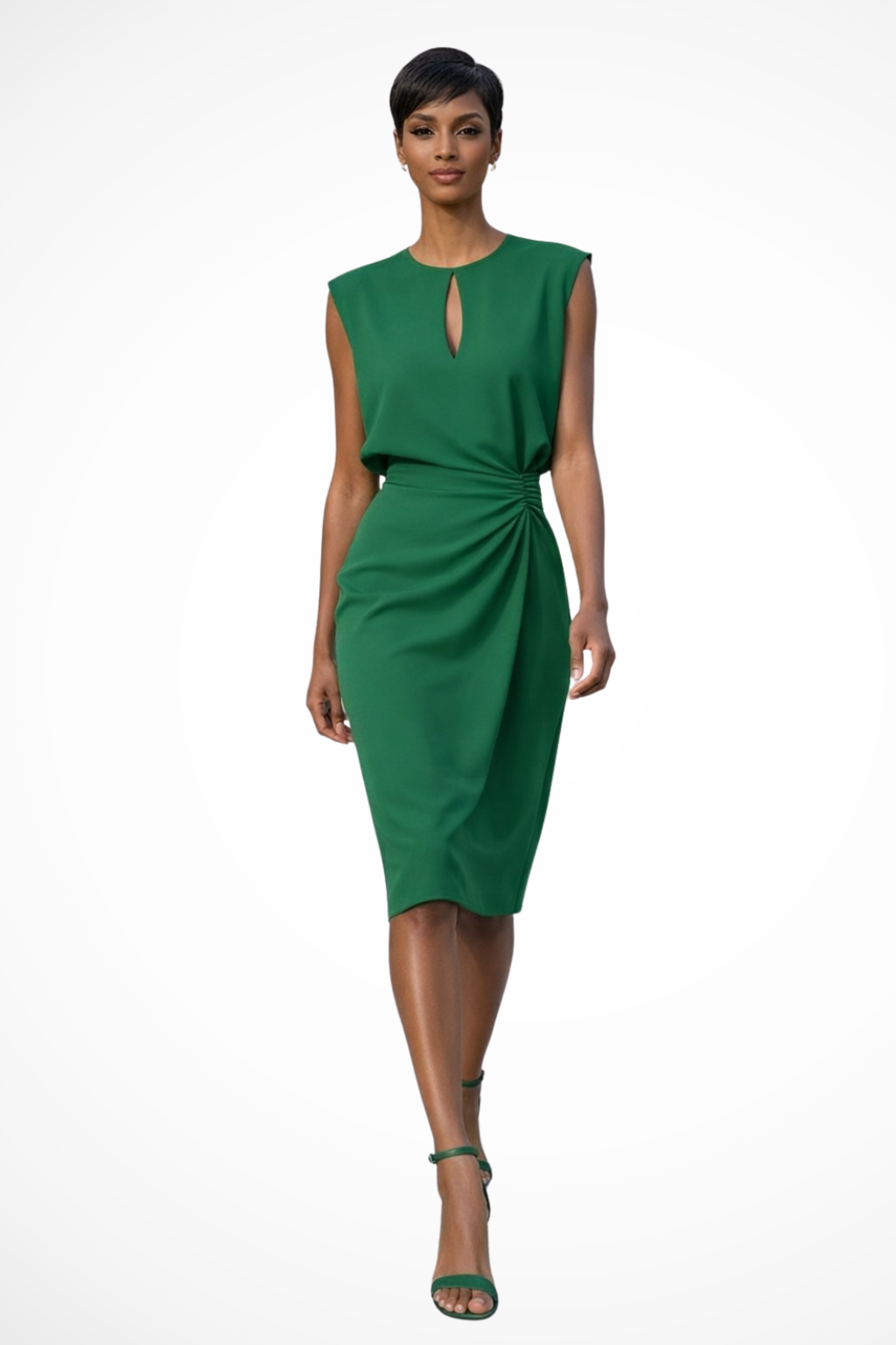Women’s Ruched Midi Dress for Elegant Day Wear