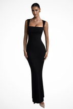 Women's Square Neck Bodycon Maxi Dress Formal Evening Wear
