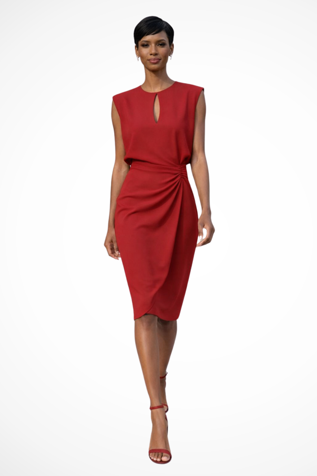 Women’s Ruched Midi Dress for Elegant Day Wear