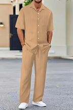 Men’s Textured Two Piece Set Smart Casual Fit