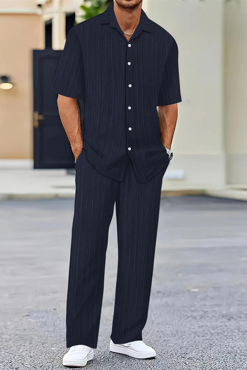Men’s Textured Two Piece Set Smart Casual Fit