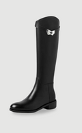 Women's Vegan Leather Riding Boots Tall Buckle Elegant Boots