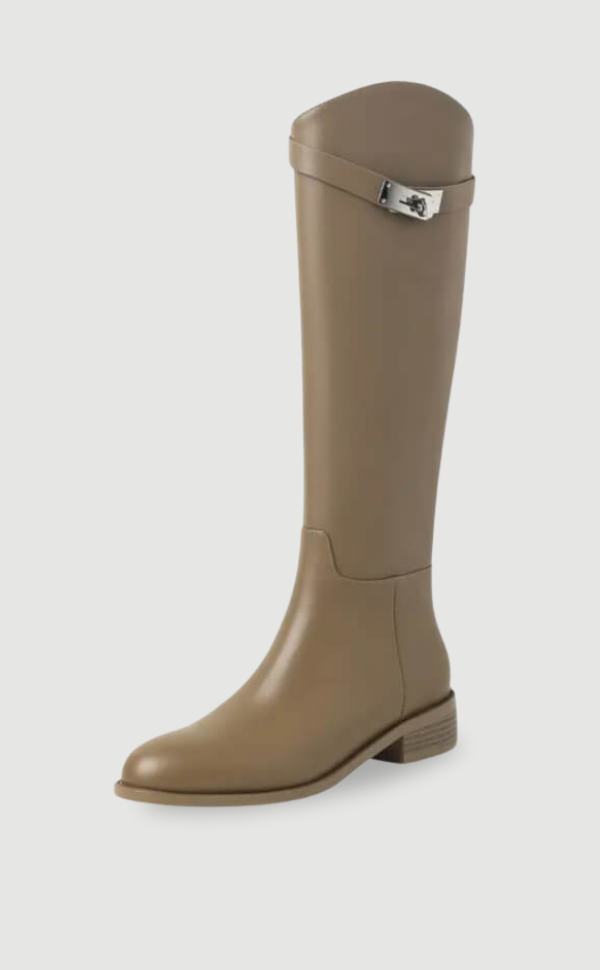 Women's Vegan Leather Riding Boots Tall Buckle Elegant Boots