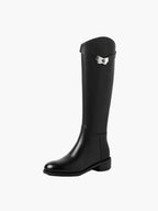 Women's Vegan Leather Riding Boots Tall Buckle Elegant Boots