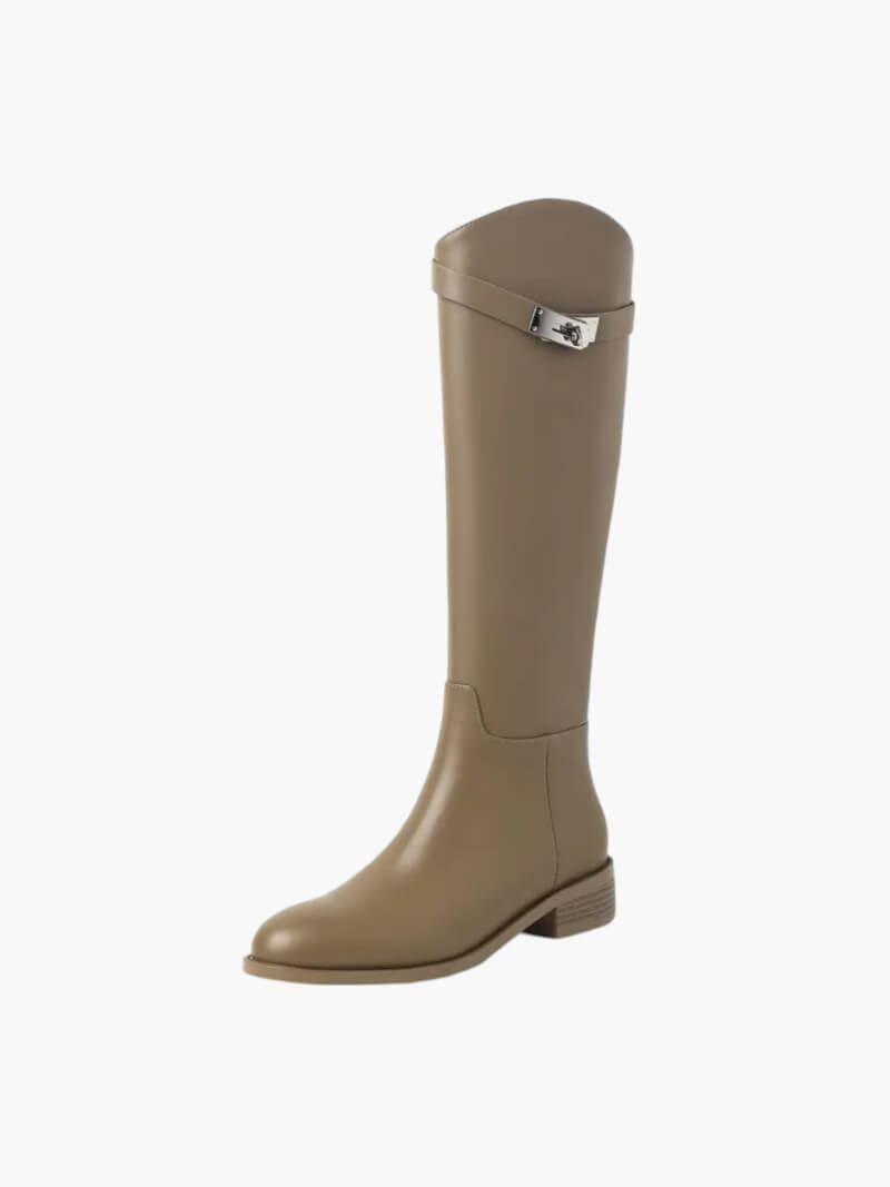 Women's Vegan Leather Riding Boots Tall Buckle Elegant Boots